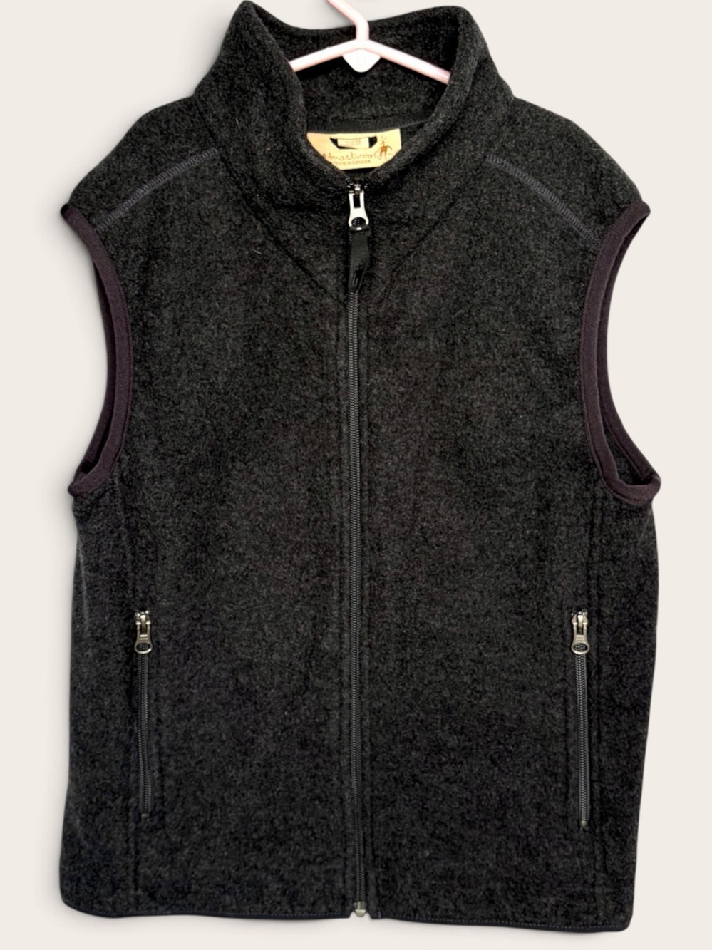 Vintage Smartwool Fleece Vest Womens Sz S Gray Wool Blend Made in Canada Y2K